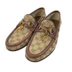 【値下げ】GUCCI × PALACE 「GG P Canvas Horsebit P Charm」 Pチャームロゴローファー ベージュ サイズ:7 (EC)