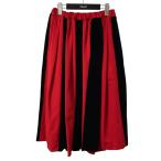 【値下げ】COMME des GARCONS COMME des GARCONS 24AW ストライプベロアドッキングストライプスカート RN S011 レッド×ブラック サイズ:XS (名古屋パルコ店)