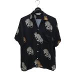 ニポアロハ NIPOALOHA Jakuchu ITO TIGER アロハシャツ ブラック サイズ:S