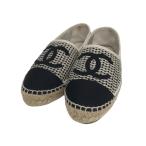 シャネル CHANEL エスパドリーユ フラットシューズ ホワイト×ブラック サイズ：37