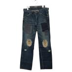 ナンバーナイン NUMBER (N)INE 03AW カート期 パッチワーク デニムパンツ ブルー サイズ：2