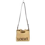 【値下げ】LOEWE フォントトートスモール ラフィア 2WAYショルダーバッグ ナチュラル (神戸元町店)