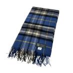 ジョンストンズオブエルガン JOHNSTONS OF ELGIN チェック カシミヤ混 マフラー 1336-343-3525-7500 ブルー×ネイビ
