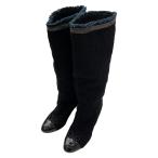 シャネル CHANEL ツイードブーツ ブラック サイズ：37