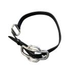  Hermes HERMES следы Large .dubru палец на ноге ru кожа браслет черный × серебряный 