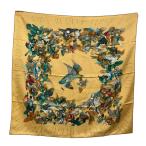 エルメス HERMES L’INTRUS バードモチーフスカーフ イエロー×マルチカラー サイズ：-