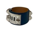 エルメス HERMES コリエドシアンブレスレット ブルー×シルバー×ブラウン サイズ：L