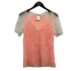 シャネル CHANEL レース Vネック ブラウス ホワイト×オレンジ サイズ：38