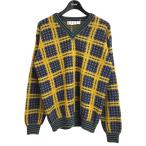 【値下げ】MARNI 2023AW Vネックモヘアニット ネイビー×イエロー サイズ：46 (EC)