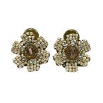 [ снижение цены ]MIRIAM HASKELL бисер цветок серьги белый × бежевый (EC)