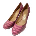 [ снижение цены ]Salvatore Ferragamo Zebra рисунок каблук туфли-лодочки DG70560sho King розовый размер :6 1/2 ( Wakayama магазин )