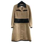 シャネル CHANEL レザー切替コート P18260W02841 キャメル×ブラック サイズ：40