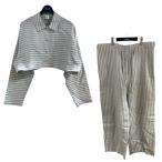 rok вид ti and Youth 6(ROKU) BEAUTY&YOUTHlinen полоса рубашка | брюки выставить Sky голубой × слоновая кость размер 