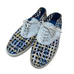 エルメス HERMES 編み込みスニーカー ホワイト×ブルー サイズ：35