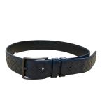ショッピングヴェネタ 【値下げ】BOTTEGA VENETA レザーバックルベルト ネイビー サイズ：75cm (EC)