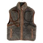 ロエベ LOEWE アナグラム ボア フリースベスト グレー×ベージュ サイズ：XS