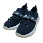 ミュウミュウ MIU MIU ジャガードロゴネオプレートシューズ ブラック サイズ：36