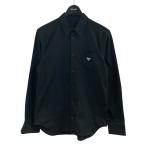ショッピングプラダ プラダ PRADA トライアングルロゴシャツ ブラック サイズ：S