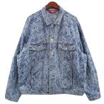 シュプリーム SUPREME 22AW Script Jacquard Denim Trucker Jacket ロゴ ジャケット ブルー サイズ：X