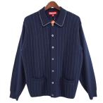 シュプリーム Supreme 25SS Herringbone Cardigan ロゴ ストライプ ヘリンボーン ニット カーディガン ネイビー サイ