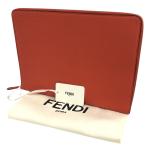 フェンディ FENDI ロゴ レザー クラッチバッグ 鞄 PC パソコン ケース CHRISTMAS POU ROMAN CALF FOX + PAL