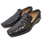 クリスチャンルブタン Christian Louboutin スタッズパテントスリッポン ブラック サイズ：40 1/2
