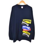 シュプリーム×スラッシャー Supreme×THRASHER Multi Logo L／S Tee プリントロングスリーブカットソー ネイビー サイズ