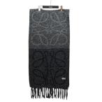 ロエベ LOEWE アルパカ＆ウール アナグラム スカーフ F811257X79 ブラックｘグレー