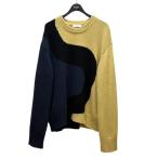 マリメッコ marimekko Seireeni Kolonni knitted wool pullover イエローｘネイビー サイズ：XXL