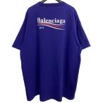 バレンシアガ BALENCIAGA Champaign LogoキャンペーンロゴプリントオーバーサイズTシャツ ブルー サイズ：M