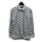 ショッピングヴィトン ルイヴィトン LOUIS VUITTON クロスフロントロゴロングスリーブシャツ RM162ADY HAS61W ホワイト×ネイビー サイズ：S