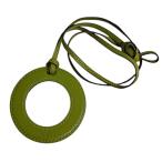 エルメス HERMES サークルレザー ペンダントルーペネックレス グリーン