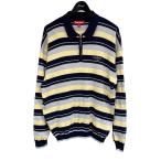 ショッピングsupreme 【値下げ】Supreme 24AW Stripe Zip L S Polo ストライプジップポロシャツ ネイビー×イエロー サイズ：M (自由が丘店)