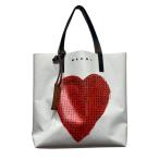マルニ MARNI ハートプリントトートバッグ ホワイト×ブラック