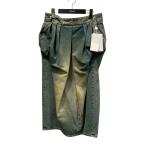  mezzo n Margiela Maison Margiela загрязнения обработка Denim юбка в сборку S10MA0006 индиго размер :42