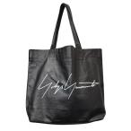 【値下げ】YOHJI YAMAMOTO シグネチャーロゴレザートートバッグ ブラック (EC)