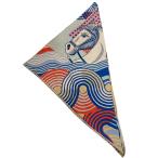 エルメス HERMES トライアングル ジュアン スカーフ ベージュ×ピンク