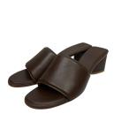 ボッテガヴェネタ BOTTEGA VENETA レザーチャンキーヒールサンダル 651378 ブラウン サイズ:361/2