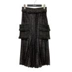 ショッピングダメージ サカイ sacai 24AW Tweed Skirt プリーツスカート 24-07446 ブラック×ブラウン サイズ：1