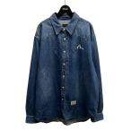 エヴィス EVISU 太鼓だるまプリントデニムシャツ インディゴ サイズ:L