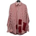 ミキオサカベ MIKIO SAKABE パッチワークストライプシャツ MSS17B02 レッド×ホワイト サイズ：F