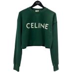 セリーヌ CELINE ■ クロップド丈 ロゴプリント 2Y796670Q スウェット グリーン サイズ:S