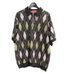 シュプリーム Supreme 21AW Argyle Zip Polo アーガイルニットポロシャツ ブラック サイズ:M