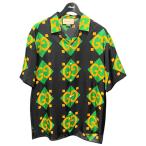 グッチ GUCCI GEOMETRIC PRINT BOWLING Shirt 681209 ブラック×グリーン サイズ：46