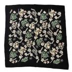 シャネル CHANEL カメリア柄 シルクスカーフ ブラック