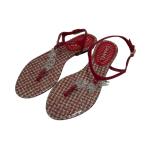 ショッピングシャネル シャネル CHANEL ツイード加工 ココマーク クリアチェーン サンダル レッド サイズ：35