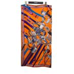  Hermes HERMES [ Calle 90etolie. ..CONCOURS D ETRIERS] шелк шарф orange × голубой 