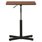 昇降サイドテーブル 〔ダークブラウン×ブラック〕 幅60cm 日本製 木製 スチールパイプ 耐荷重30kg