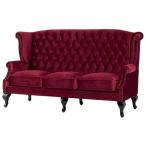 ショッピングレッドウイング 輸入家具 デザイナー チェア レッドベルベットチェスターフィールド3シーターウイングバックソファ 赤 あか RED 3人がけ SA925B3-F280K