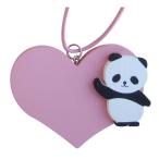 お名前プレート　木製　ベビーカー　通園バッグ　通園カバン　アニマルチャーム　ハート　ピンク　立ちパンダ